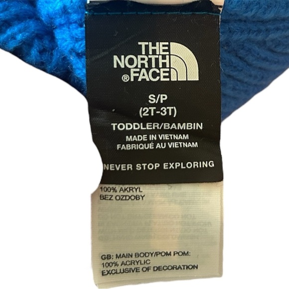 The North Face Kids Blue Pom-Pom Beanie - Picture 3 of 3